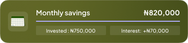Monthly savings plan balance ₦820,000