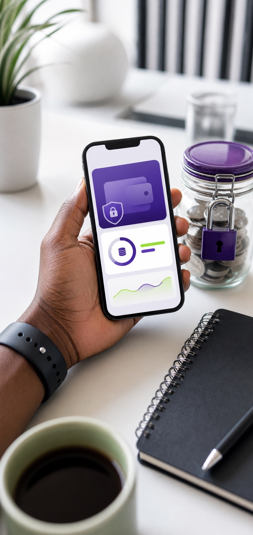 Phone wallet interface backed by locked savings